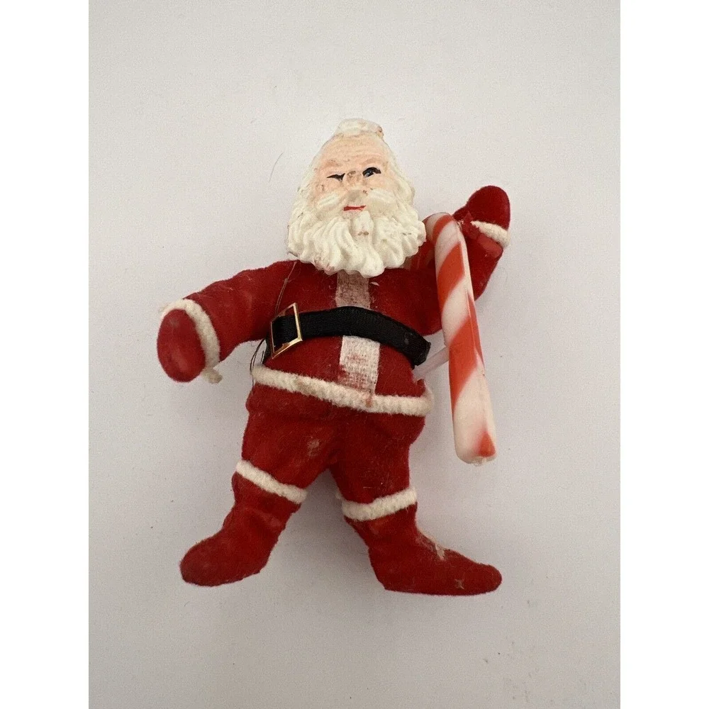 Vintage Home Decorative Happy Holiday Christmas Santa Claus with Hockey Ornament
